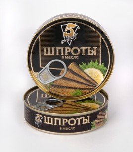Шпроты 5 Морей в масле ж/б ключ 160г