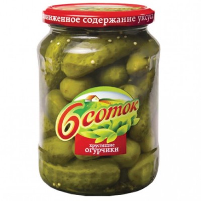 Огурчики 6 соток хрустящие с/б 720 мл.