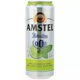 Пивной напиток б/а "Амстел Натур Лайм и мята" ж/б 0,43л