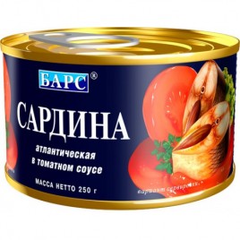 Сардина натур. "Барс" в т/с ГОСТ 250г