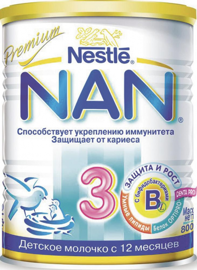 "NAN" 3 с бифидо и лактобактериями с 12 мес. 800г