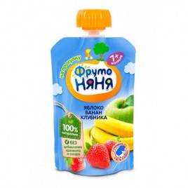 Десерт ФрутоНяня из яблок, бананов и клубники 90г.