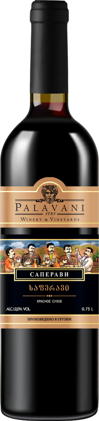 Вино красное сух.. "Саперави" 12% 0,75л Палавани