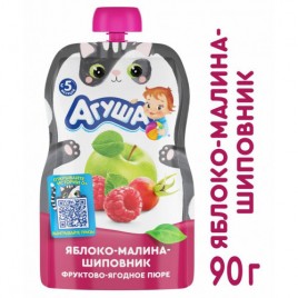 БЗМЖ Фруктово-ягод. пюре Агуша яблоко,шиповник,малина 90гр пауч