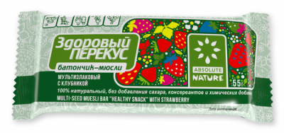 Батончики Мюсли Здоровый Перекус клубника.55гр.