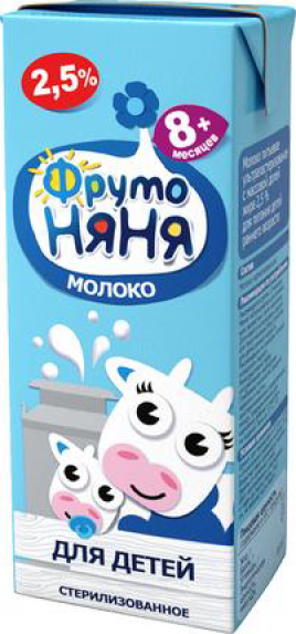 БЗМЖ Молоко ФрутоНяня обогощенное 2,5% 0,2л.