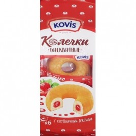 Колечки бисквитные Ковис клубника 240гр