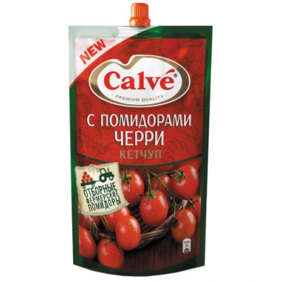 Кетчуп Кальве с кус.помид.черри  350г дой-пак
