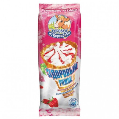 Рожок вафельный с клубничном джемом Кореновка 120г