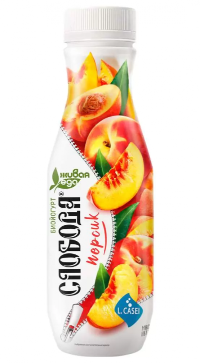 АКЦИЯ!!! БЗМЖ Биойогурт "Слобода" с персиком 2% 290г