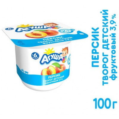БЗМЖ Творог фрукт персик Агуша 3,9% 100г