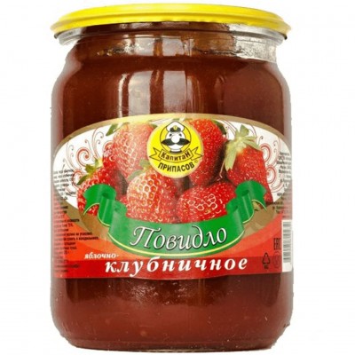 Повидло клубничное "Капитан припасов" ст/б 620г