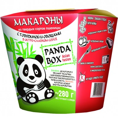 PANDA BOX макароны с говядиной и овощами в остро-сладком соусе 58гр