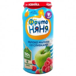 Пюре ФрутоНяня яблоко, малина со сливками 250г