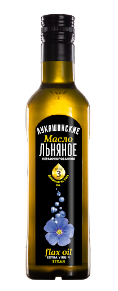 Масло Льняное нерафинированное 375мл. с/б Лукашинские