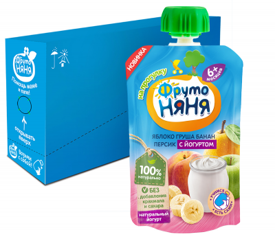 Пюре Фруто Няня ябл/груш/банан/персик 90г
