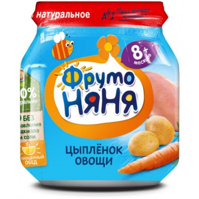 Пюре ФрутоНяня цыпленок, рис, овощи 100г