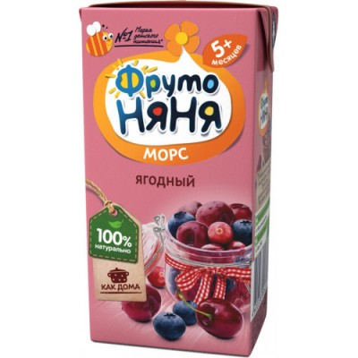 Морс ФрутоНяня клюквенно-черничный 0,2л