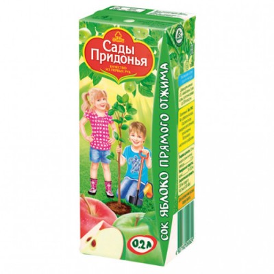 Сок Сады придонья яблоко прямого отжима 0,2л