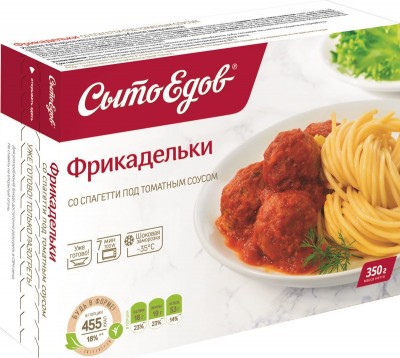 Фрикадельки мясные со спагетти под томат. соусом 350г Сытоедов