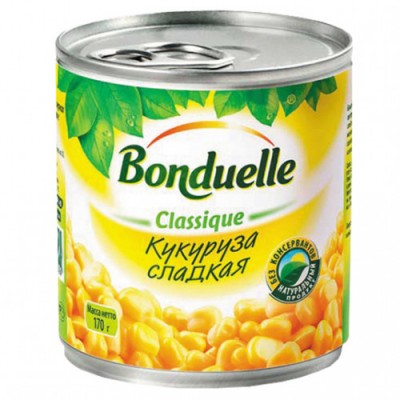 Кукуруза консервир. Бондюэль 170гр ж/б