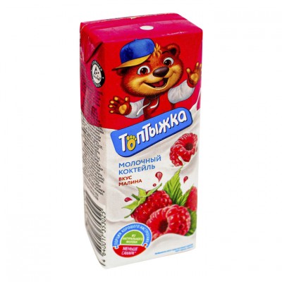 Молочный коктейль Топтыжка малина 3,2% 200г