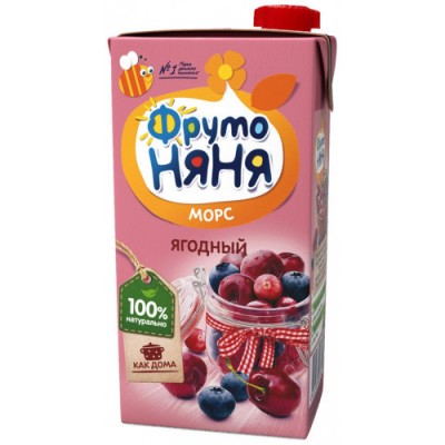 Морс ФрутоНяня из клюквы/черники/вишни 500мл