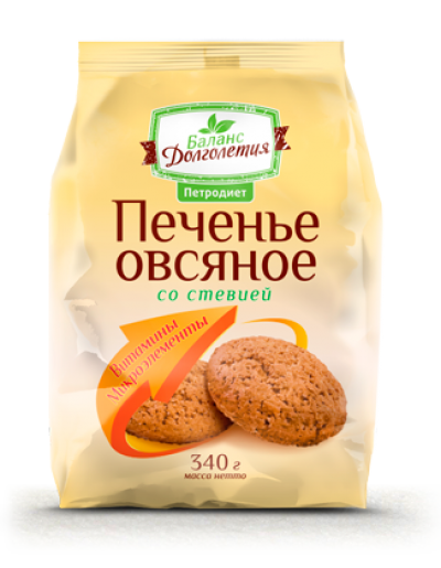 Печенье Овсяное Петродиет со стевией Баланс Долголетия 340гр