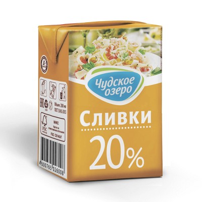 БЗМЖ Сливки "Чудское Озеро" 20% 0,2л