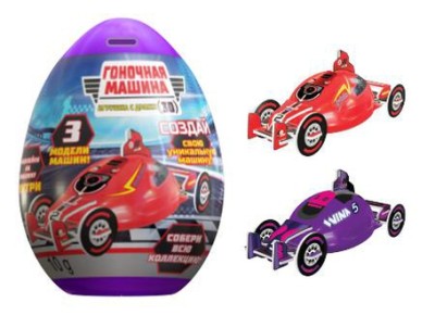 Пластиковое яйцо с игрушкой и драже Авто-1 и Су-е-фа 10г