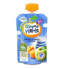 Пюре ФрутоНяня из яблок и абрикоса со сливками 90гр.м/уп.