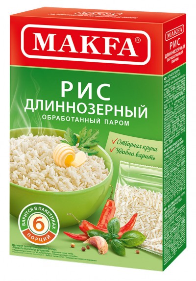Макфа Рис длиннозерный пропаренный вар./пакеты 5*80г