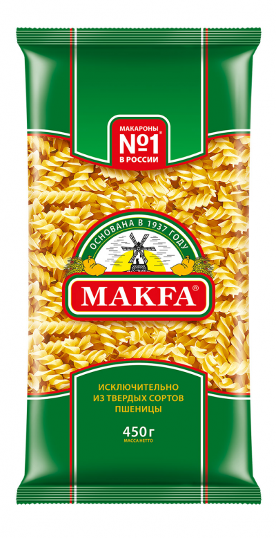 Макфа Макаронные изделия Спирали 450г