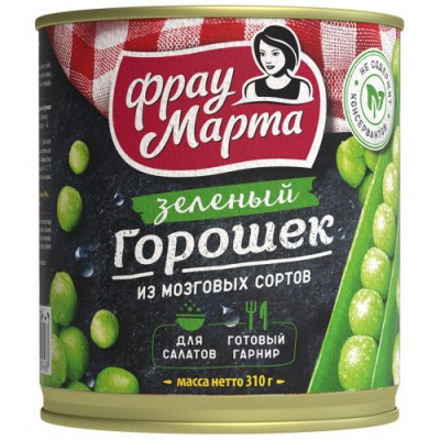 Горошек зеленый "Фрау Марта" ж/б 310гр.