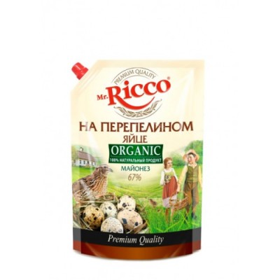 Майонез Mr.Ricco на пер.яйце Органик 67% 800мл.д/п.