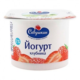БЗМЖ Йогурт Клубника 2% 120гр. Савушкин