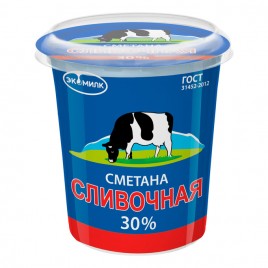 БЗМЖ Сметана Сливочная 30% 300г Экомилк
