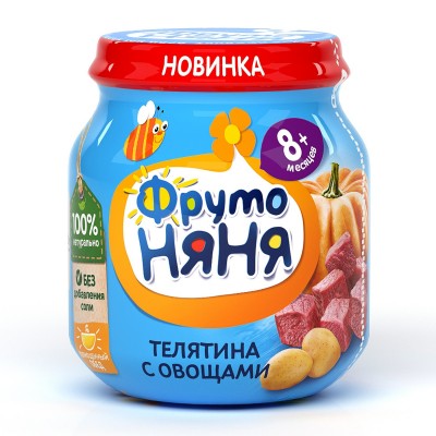 Пюре ФрутоНяня из мяса телятины с овощами 100г ст/б