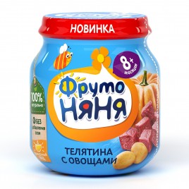 Пюре ФрутоНяня из мяса телятины с овощами 100г ст/б