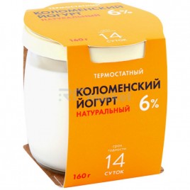 БЗМЖ Йогурт Коломенский натуральный 6% ст/б 160г