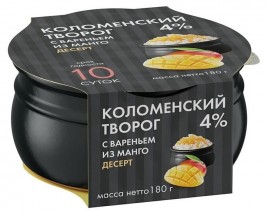 БЗМЖ Творог Коломенский с наполнителем Манго 4% 150гр стекло