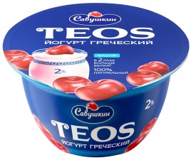 Йогурт греческий TEOS вишня  2% 140г Савушкин продукт