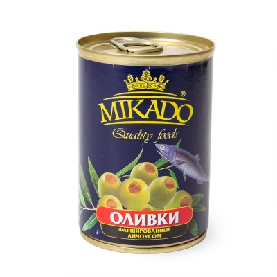Оливки MIKADO фаршированные анчоусом ж/б 300мл