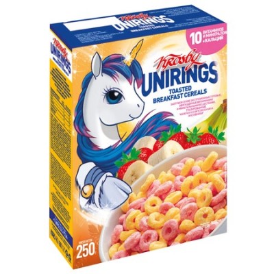 Завтрак сухой Колечки Кросби Юникон рингс банан с клубникой 250гр