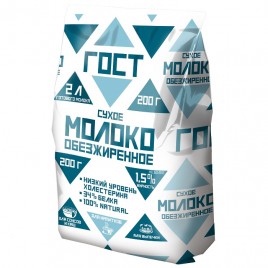 Молоко сухое обезжиренное ГОСТ 1,5% 200гр пакет