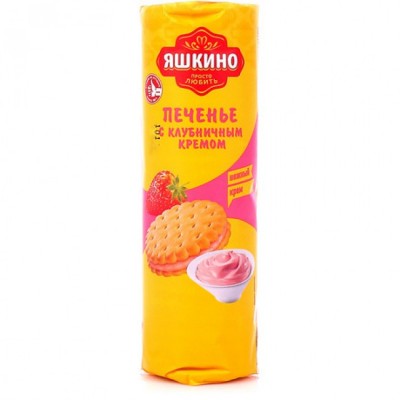Печенье зат. Яшкино с клубничным кремом 190г