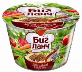 Лапша с говядиной в остром соусе Биг Ланч 90г стакан