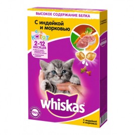 Вискас сухие подушечки/паштет д/Котят молоко/индейка/морковь 350г