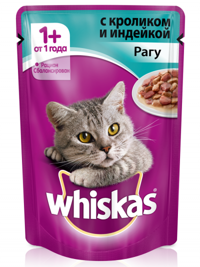 Корм Вискас рагу кролик-индейка 85гр
