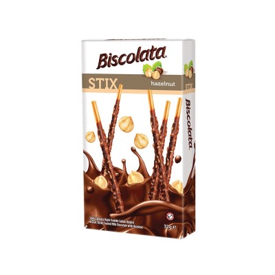 Палочки Biscolata покрытые молочным шоколадом с лесным орехом 32гр